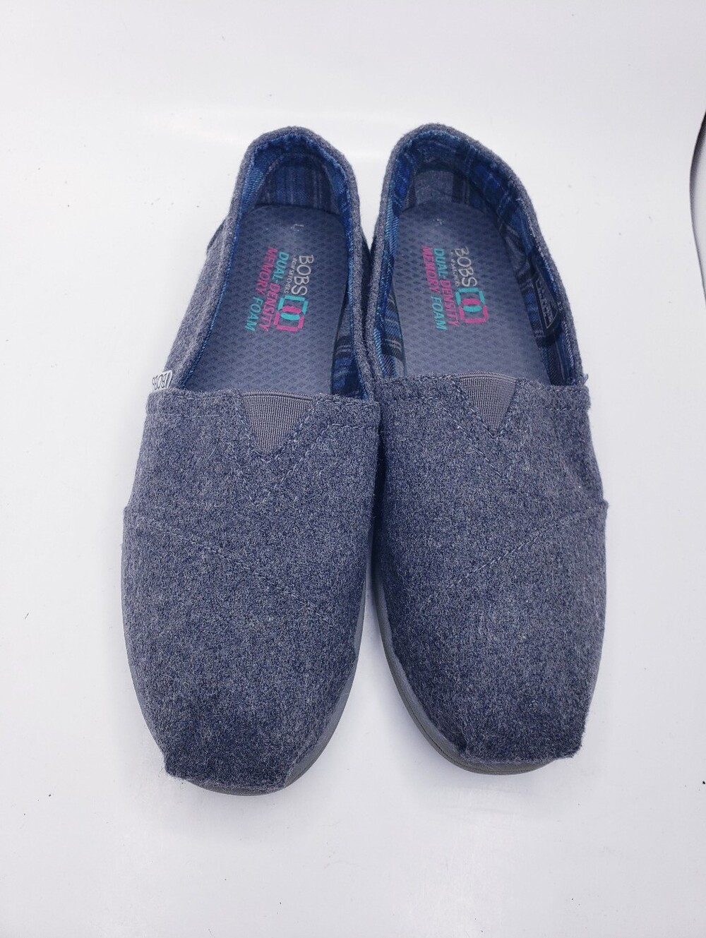 Bobs Skechers Gray Dual Density Memory Foam Slip On Casual Flats Women's Size 9 - Picture 7 of 12